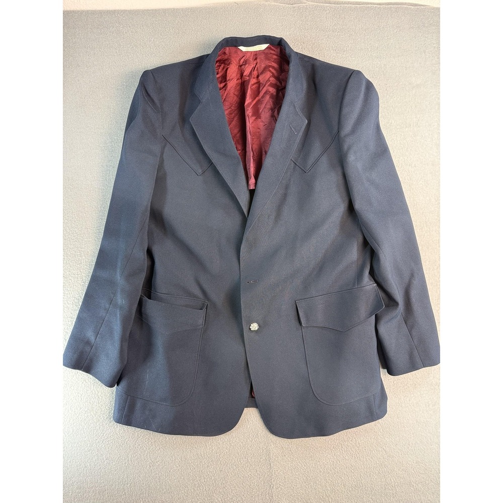 Vintage H Bar C Sport Coat Mens 46L Blue Western Ranchwear Blazer Jacket USA
